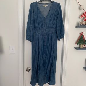 Madewell Denim Pieced-Waist Midi dress Marissa Wash